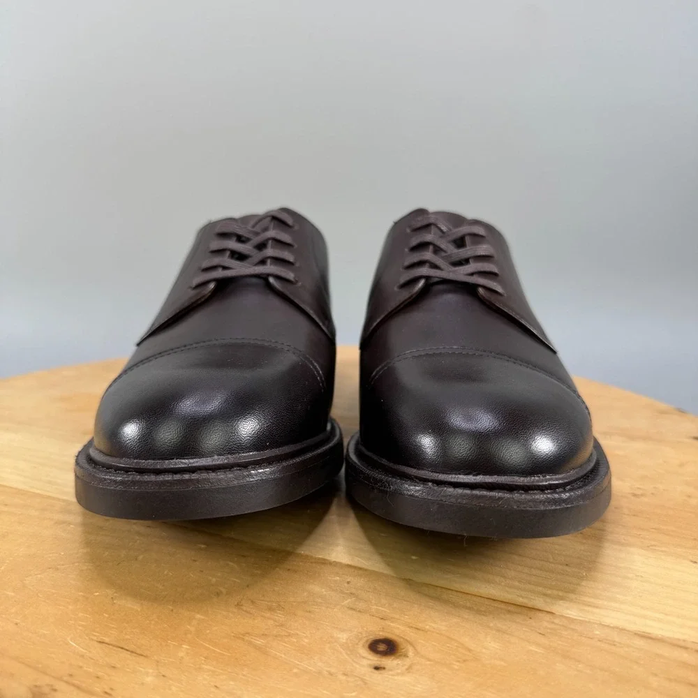 Polo Ralph Lauren Asher Cap Toe Derby Shoes Men's Size 8.5 Dark Brown $195 NEW